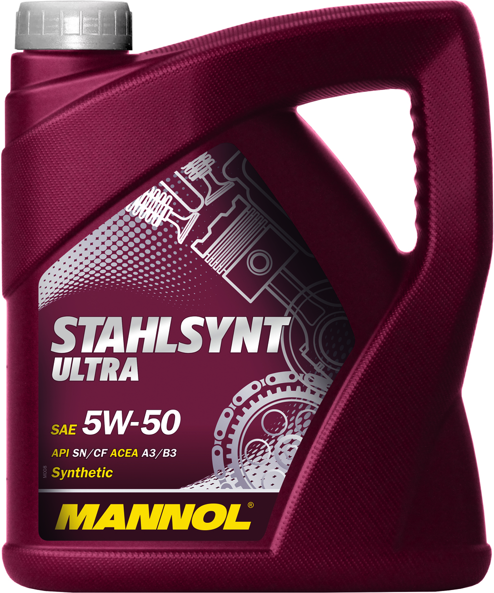 Масло моторное MANNOL Stahlsynt Ultra, 5W-50, синтетическое, 4 л1016 Масло моторное MANNOL Stahlsynt Ultra, 5W-50, синтетическое, 4 л1016Моторное масло MANNOL StahlSynt Ultra - универсальное всесезонное моторное масло на гидросинтетической основе, предназначенное для современных бензиновых и дизельных двигателей с турбонаддувом и без. Разработано с использованием специальной новой уникальной технологии снижения износа StahlSynt. Обеспечивает высокую степень защиты. Гарантирует исключительную чистоту деталей двигателя. Обеспечивает оптимальную вязкость в широком диапазоне температур. StahlSynt Ultra - надежная работа двигателя в условиях высоких нагрузок, скоростей и частой смены температур.Допуски и соответствия ACEA A3/B3. Вязкость при -25°C: 6000 CP. Вязкость при 100°C: 16,6 CSt. Вязкость при 40°C: 99,1 CSt. Индекс вязкости: 182. Плотность при 15°C: 847 kg/m3. Температура вспышки COC: 224 °C. Температура застывания: -35 °C. Щелочное число: 9,6 gKOH/kg. Товар сертифицирован.