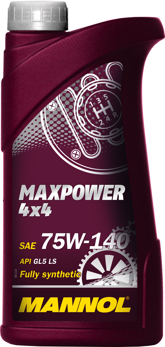 Масло трансмиссионное MANNOL Maxpower 4x4, 75W-140, синтетическое, 1 л1236 Масло трансмиссионное MANNOL Maxpower 4x4, 75W-140, синтетическое, 1 л1236Трансмиссионное масло Mannol Maxpower 4x4 - полностью синтетическое высококачественное трансмиссионное масло, предназначенное для смазки всех типов дифференциалов, в том числе и для дифференциалов повышенного трения, где требуется масло Limited Slip Oil API GL5. Обеспечивает высокую защиту от износа. Специально разработано для высоконагруженных трансмиссий спортивных и полноприводных автомобилей. Продукт имеет допуски / соответствует спецификациям / продуктам: MIL-L 2105 D.Класс качества по API: GL 5 LS.Вязкость при -40°C: 150000 CP.Вязкость при 100°C: 24,3 CSt.Вязкость при 40°C: 224,9 CSt.Индекс вязкости: 135.Плотность при 15°C: 867 kg/m3.Температура вспышки COC: 195 °C.Температура застывания: -35 °C.Товар сертифицирован.