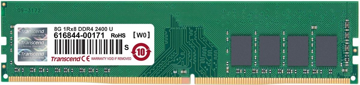 Transcend JetRam DDR4 8GB 2400МГц модуль оперативной памяти (JM2400HLB-8G)JM2400HLB-8G Transcend JetRam DDR4 8GB 2400МГц модуль оперативной памяти (JM2400HLB-8G)JM2400HLB-8GМодули памяти Transcend JetRam производятся на базе фирменных микросхем DRAM класса ETT, которые проходят тщательный отбор и тестирование в различных условиях эксплуатации. Эти модули отличаются прекрасной совместимостью и подтвержденной испытаниями надежностью, что делает их идеальным и недорогим решением для обновления ПК. Каждый модуль соответствует рейтингу 2400 МГц, обеспечивая скорость передачи данных до 19 ГБ/с. Модули Transcend JetRam DDR4 работают при напряжении 1,2 В, что позволяет не только уменьшить уровень нагрева, но также снизить электрическую нагрузку на контроллере памяти, а следовательно, и до 40 % сократить расход электроэнергии, по сравнению со стандартными 1,5 В модулями DDR3.
