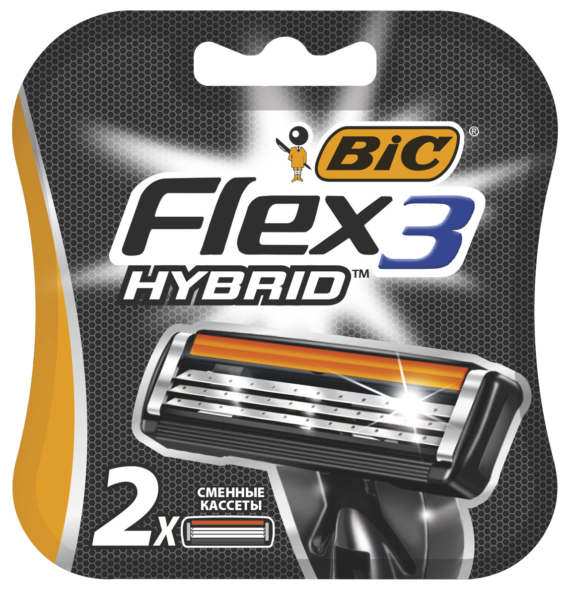 Bic Flex 3 Hybrid Сменные кассеты для бритья, 2 шт948273 Bic Flex 3 Hybrid Сменные кассеты для бритья, 2 шт948273Три высококачественных лезвия, плавающих независимо друг от друга. Хромо-полимерное покрытие лезвий. Более широкий резиновый предохранитель.