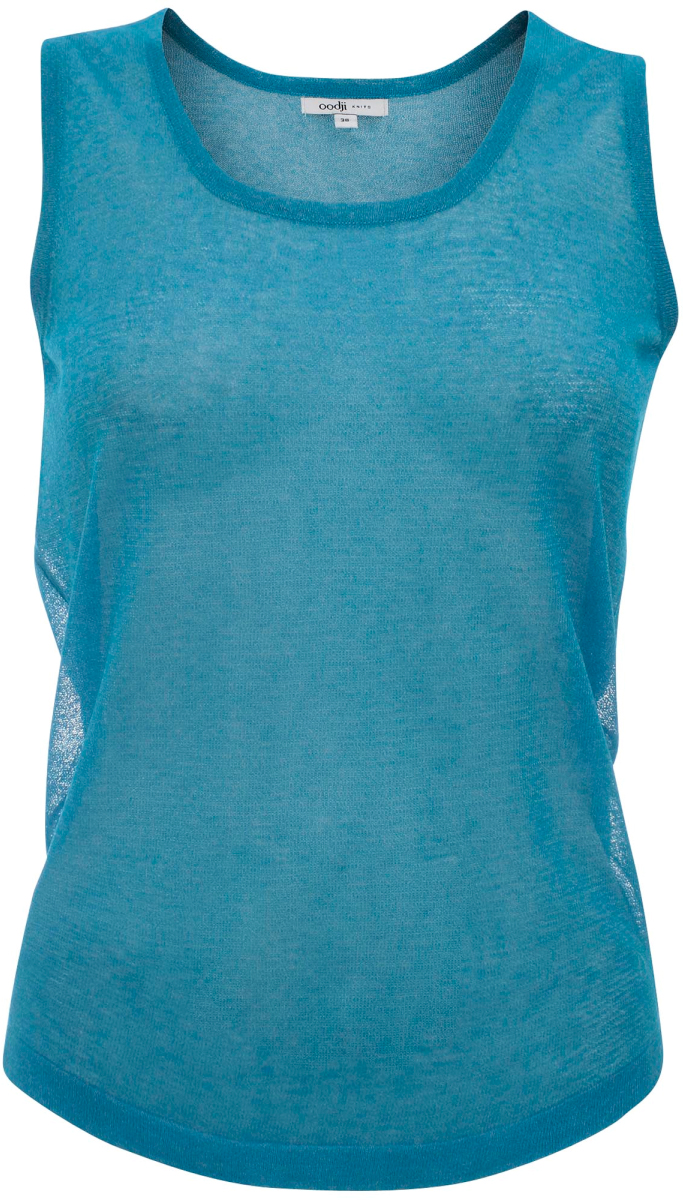 Топ женский oodji Collection, цвет: синий. 73312053M/31580/7500N. Размер 38 (44)73312053M/31580/7500N Топ женский oodji Collection, цвет: синий. 73312053M/31580/7500N. Размер 38 (44)73312053M/31580/7500NЖенский вязаный топ от oodji выполнен из вискозной пряжи с добавлением полиамида. Модель без рукавов и круглым вырезом горловины.