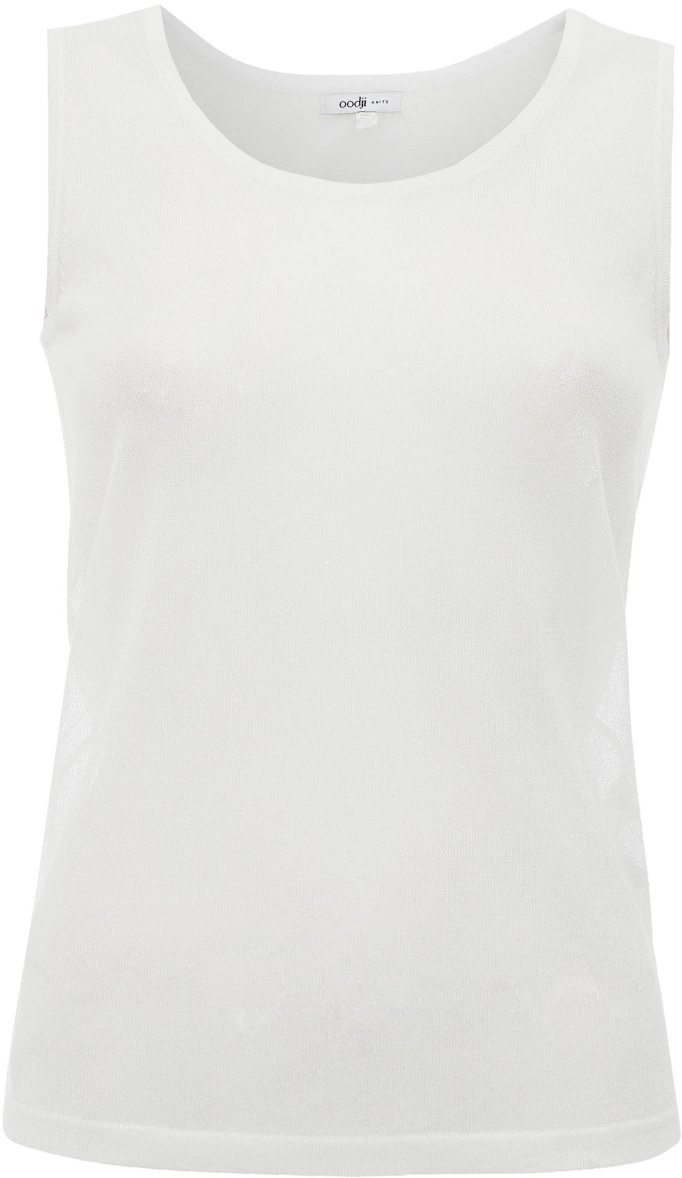 Топ женский oodji Collection, цвет: белый. 73312053M/31580/1000N. Размер 42 (48)73312053M/31580/1000N Топ женский oodji Collection, цвет: белый. 73312053M/31580/1000N. Размер 42 (48)73312053M/31580/1000NЖенский вязаный топ от oodji выполнен из вискозной пряжи с добавлением полиамида. Модель без рукавов и круглым вырезом горловины.
