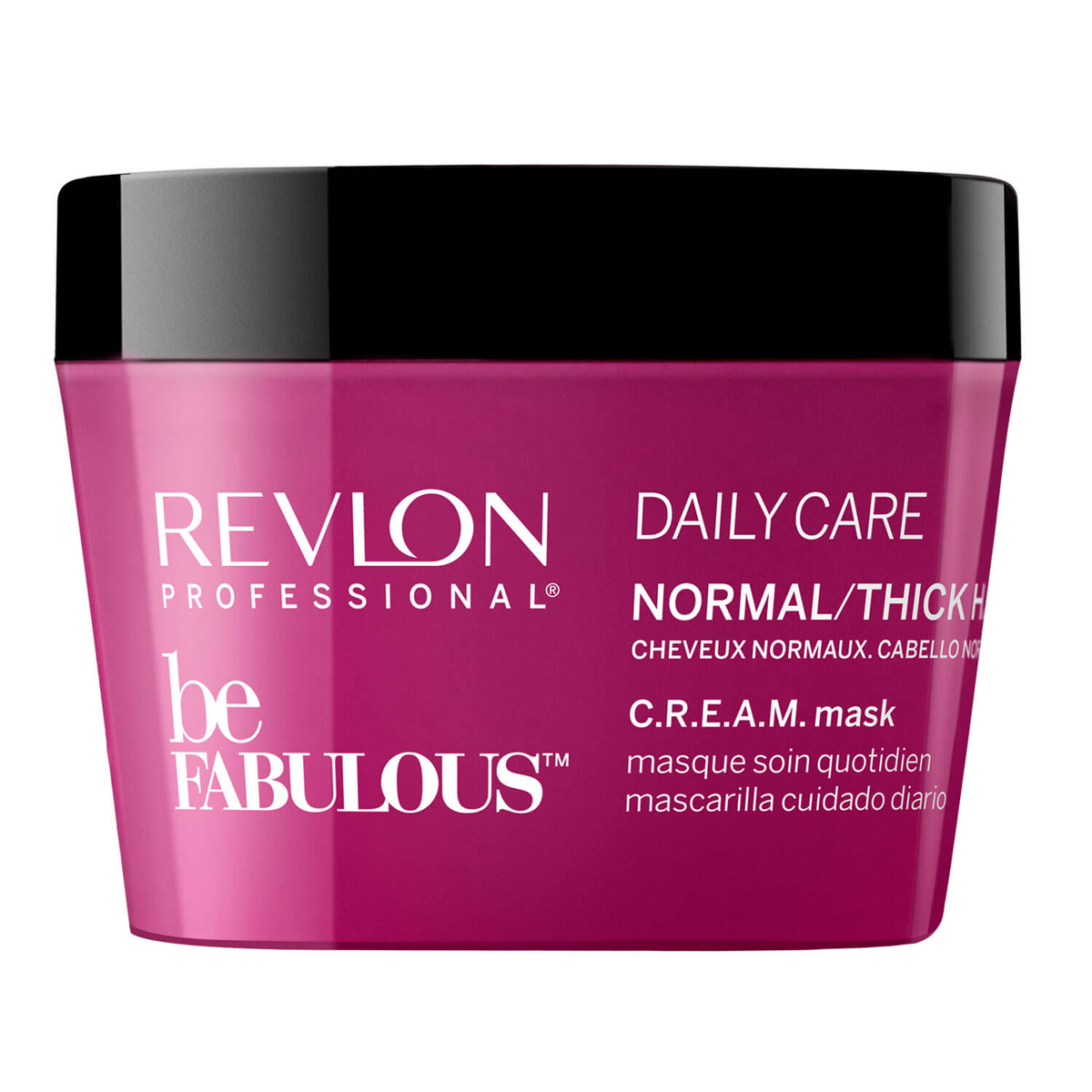 Revlon Professional Be Fabulous C.R.E.A.M. Mask For Normal Thick Hair Маска для нормальных/густых волос, 200 мл7222472000 Revlon Professional Be Fabulous C.R.E.A.M. Mask For Normal Thick Hair Маска для нормальных/густых волос, 200 мл7222472000Универсальная питающая маска для нормальных или густых волос испанского бренда Revlon Professioanal. Предназначена для питающего ухода, обладает мультиухаживающим эффектом: обеспечивает сохранение цвета, восстановление, блеск, антивозрастной эффект и увлажнение. Не утяжеляет и не склеивает волосы. Облегчает процесс расчесывания и укладки.Применение: нанести маску для нормальных и густых волос Revlon по всей длине волос, оставить на 3-5 минут, тщательно промыть теплой водой. Для достижения эффекта профессионально ухоженных сияющих волос рекомендуется дополнительное использование очищающего шампуня и кондиционера для нормальных или густых волос серии Be Fabulous Cream Revlon.Объем: 200 мл