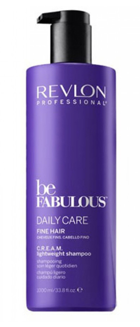 Revlon Professional Be Fabulous C.R.E.A.M. Shampoo For Fine Hair Очищающий шампунь для тонких волос, 1000 мл7222475000 Revlon Professional Be Fabulous C.R.E.A.M. Shampoo For Fine Hair Очищающий шампунь для тонких волос, 1000 мл7222475000Профессиональный шампунь для ежедневного очищения тонких волос испанского бренда Revlon Professional. Содержит QUATERNIUM-22, кератин, пантенол, витамин Е и бетаин. Предназначен для ежедневного мягкого очищения волос, обладает мультиухаживающим эффектом: обеспечивает сохранение цвета (за счет комплекса УФ-фильтров), восстановление (кератин в составе), блеск без утяжеления (благодаря пантенолу), антивозрастной эффект (витамин Е) и увлажнение (бетаин). Имеет приятное сочетание ароматов бергамота, мускуса, фрезии.Применение: нанести небольшой объем очищающего шампуня для тонких волос Revlon, вспенить, тщательно промыть теплой водой. Для достижения эффекта профессионально ухоженных сияющих волос рекомендуется дополнительное использование кондиционера и маски для тонких волос серии Be Fabulous Cream Revlon.Объем: 1000 мл