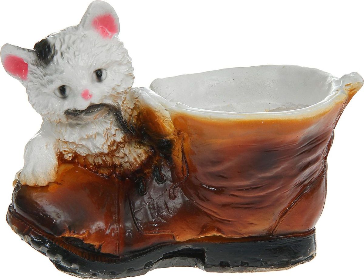Кашпо Башмак и кошка, 20 х 25 х 16 см493124 Кашпо Башмак и кошка, 20 х 25 х 16 см493124Комнатные растения — всеобщие любимцы. Они радуют глаз, насыщают помещение кислородом и украшают пространство. Каждому из растений необходим свой удобный и красивый дом. Поселите зелёного питомца в яркое и оригинальное фигурное кашпо. Выберите подходящую форму для детской, спальни, гостиной, балкона, офиса или террасы. #name# позаботится о растении, украсит окружающее пространство и подчеркнёт его оригинальный стиль.