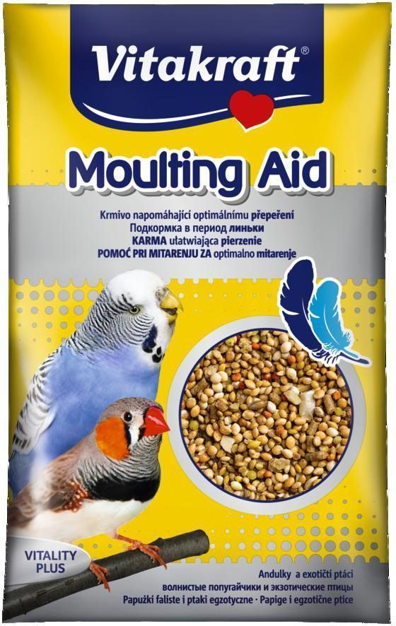 Подкормка для волнистых попугаев Vitakraft Moulting Aid, в период линьки, 20 г20183 Подкормка для волнистых попугаев Vitakraft Moulting Aid, в период линьки, 20 г20183Подкормка для растущих попугаев в период линьки. При употреблении подкормки, линька проходит легко и без нарушения здоровья. Состав: Злаки, минералы, сахар, масла и жиры.Анализ состава: протеин - 9%, жиры - 5,5%, клетчатка - 8%, зола - 19%, влажность - 9%, кальций - 6,7%, фосфор - 0,5%. Товар сертифицирован.