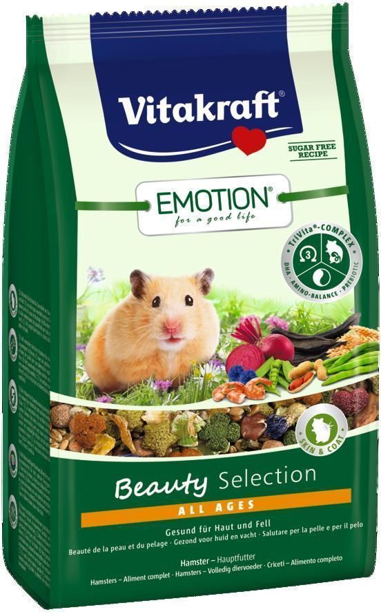 Корм для хомяков Vitakraft Beauty Selection, 600 г33756 Корм для хомяков Vitakraft Beauty Selection, 600 г33756Сбалансированный корм для хомяков. Содержит пребиотик инулин, все жизненно важные аминокислоты и докозагексаеновую кислоту, важную для функции сердца, головного мозга и иммунной системы. Содержит ценные масла,обеспечивающие красивую и здоровую шерсть.Состав: продукты растительного происхождения, злаки 32%, овощи 19,9%, орехи 3,5%, инулин 2%, семена, масла и жиры 1,1%, фрукты 1%, васильки 1%, моллюски и ракообразные (креветки 1%), молоко и молочные субпродукты, минералы, экстракт растительного протеина, водоросли, экстракт юкки.Товар сертифицирован.