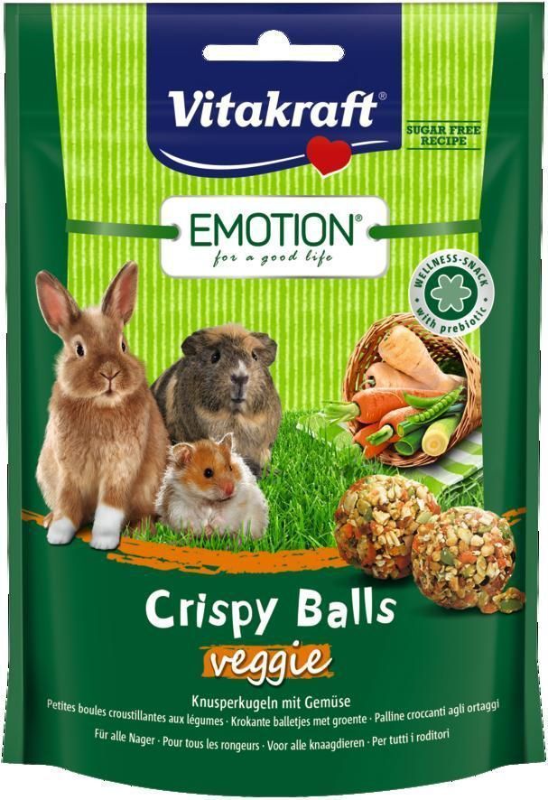 Лакомство для грызунов Vitakraft Crispy, шарики овощные, 80 г33805 Лакомство для грызунов Vitakraft Crispy, шарики овощные, 80 г33805Лакомство для всех видов грызунов. Хрустящие шарики с добавлением овощей содержат пребиотик для поддержания здоровья кишечной микрофлоры. Являются прекрасным дополнением к основному корму, развивают активность. Без сахара, без консервантов, искусственных красителей и ароматизаторов. Состав: овощи 49% (пастернак 1,8%), злаки, продукты растительного происхождения, мед. Товар сертифицирован.