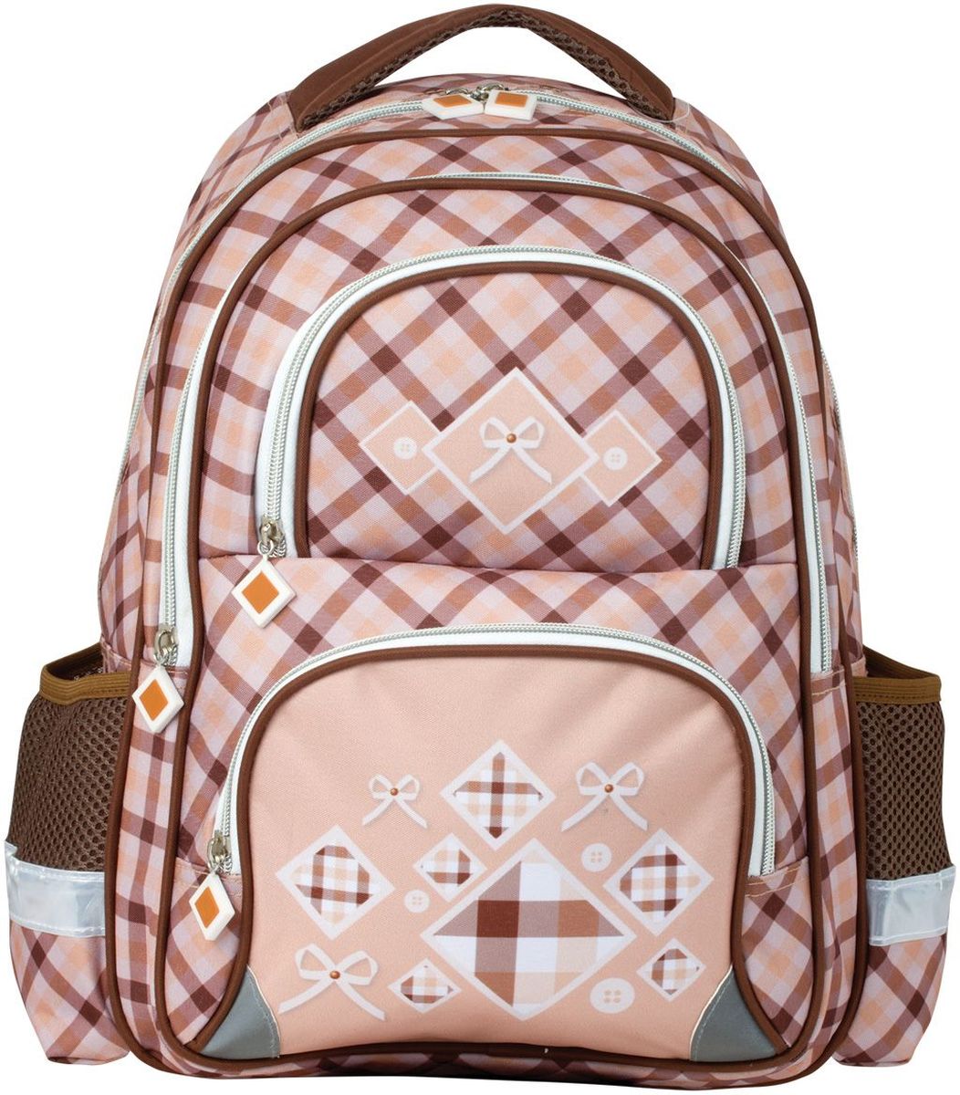 Brauberg Рюкзак Кембридж226389 Brauberg Рюкзак Кембридж226389Рюкзак Brauberg предназначен для девочек 7-10 лет. Сдержанный классический дизайн подчеркнет утонченный вкус обладательницы этой модели. Вместительный рюкзак позволит разместить внутри все необходимое школьнице.Рюкзак имеет два основных отделения, которые закрываются на застежки-молнии, два кармана на молниях на лицевой стороне и два открытых боковых кармана. Рюкзак имеет формоустойчивую спинку, широкие регулируемые лямки, светоотражающие элементы и текстильную ручку для переноски в руке.