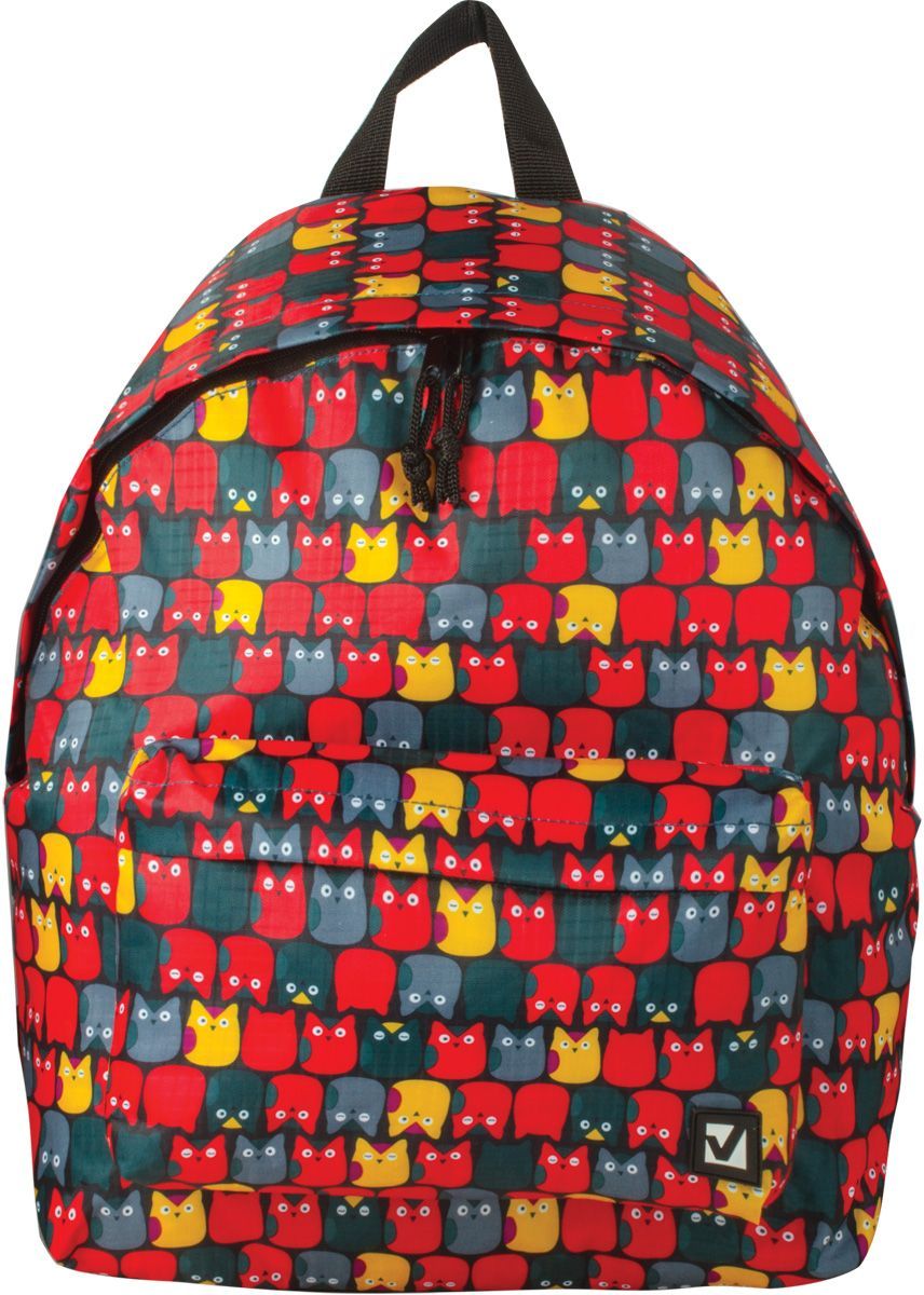Brauberg Рюкзак Совята цвет красный226403 Brauberg Рюкзак Совята цвет красный226403Рюкзак Brauberg Совята предназначен для учеников старших классов и студентов. Надежный рюкзак со стильным дизайном подчеркнет индивидуальность, а неизменная функциональность великолепно проявит себя в любой ситуации.Рюкзак содержит одно отделение на застежке-молнии. На лицевой стороне изделия располагается вместительный карман на молнии. Рюкзак оснащен текстильной петлей для переноски в руке и широкими лямками регулируемой длины.
