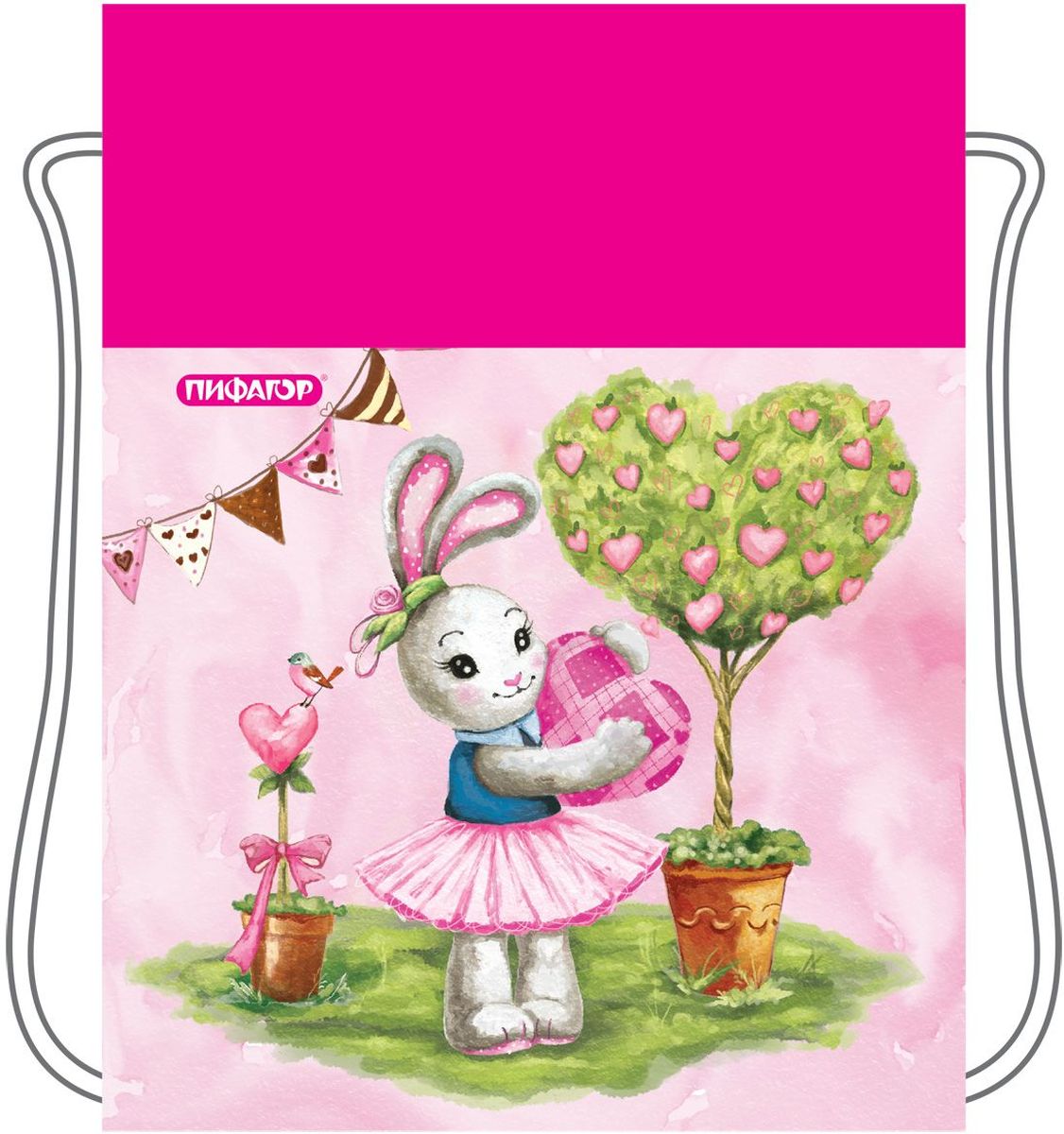 Пифагор Сумка для детской обуви Зайка цвет розовый