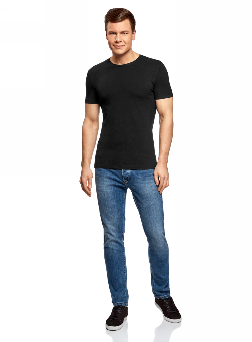 Футболка мужская oodji Basic, цвет: черный. 5B611004M/46737N/2900N. Размер XS (44)5B611004M/46737N/2900N Футболка мужская oodji Basic, цвет: черный. 5B611004M/46737N/2900N. Размер XS (44)5B611004M/46737N/2900NМужская базовая футболка от oodji выполнена из эластичного хлопкового трикотажа. Модель с короткими рукавами и круглым вырезом горловины.