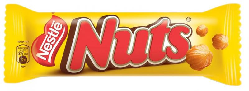 Nuts шоколадный батончик, 50 г12266035 Nuts шоколадный батончик, 50 г12266035Nuts - единственный батончик с цельными лесными орехами на российском рынке, которые, как известно, стимулируют мозговую активность. Также в состав батончикавходят тягучаякарамель, нежная нуга и шоколад. В России батончики Nuts впервые появились в 1996 году, а с 1997 года они производятся на фабрике Россия в городе Самара. Уважаемые клиенты! Обращаем ваше внимание, что полный перечень состава продукта представлен на дополнительном изображении.Упаковка товара может иметь несколько видов дизайна. Поставка осуществляется в зависимости от наличия на складе.