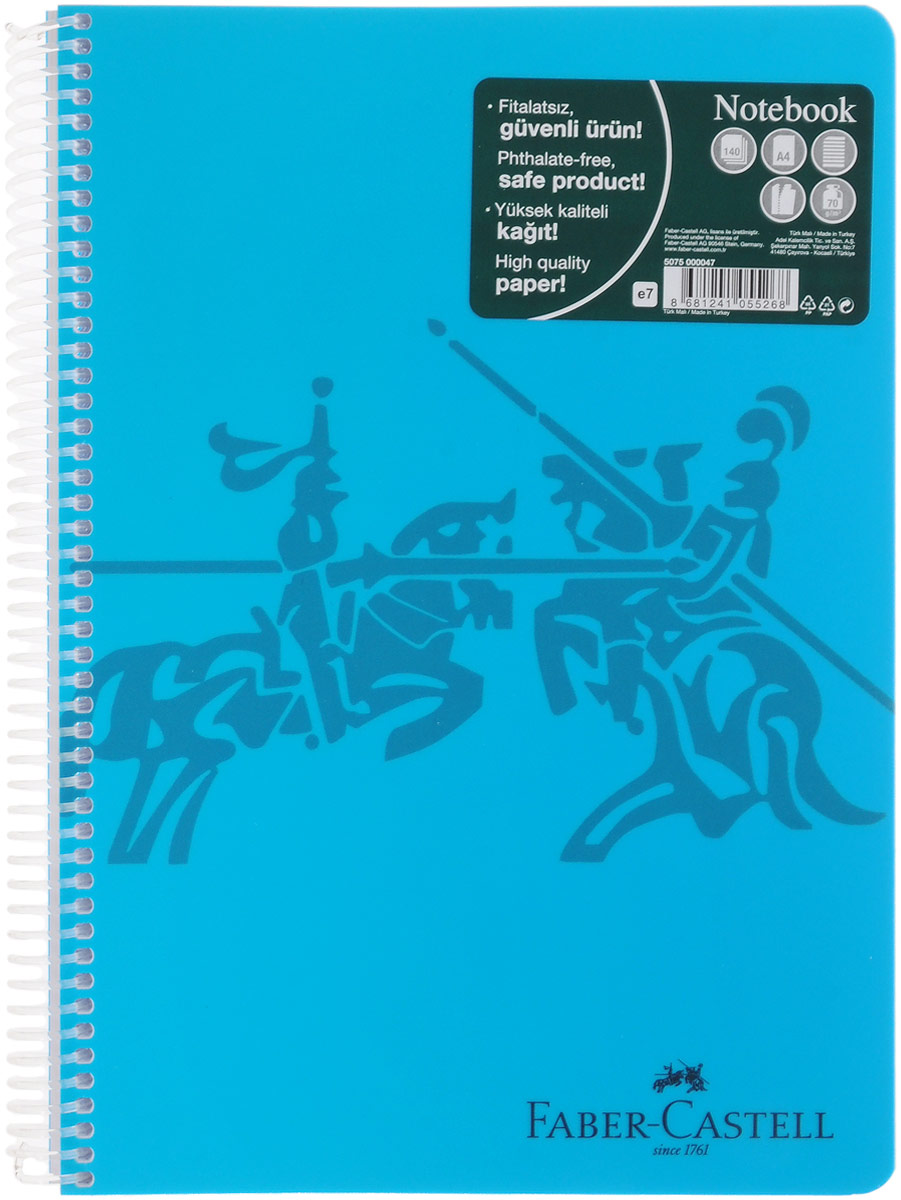Faber-Castell Блокнот Knight 140 листов в линейку цвет голубой507047 Faber-Castell Блокнот Knight 140 листов в линейку цвет голубой507047Оригинальный блокнот Faber-Castell Knight в твердой пластиковой обложке подойдет для памятных записей, любимых стихов и многого другого.Блок состоит из 140 листов в линейку. Блокнот изготовлен со спиралью. Такой блокнот станет не только достойным аксессуаром среди ваших канцелярских принадлежностей, но и практичным подарком для в близких и друзей.