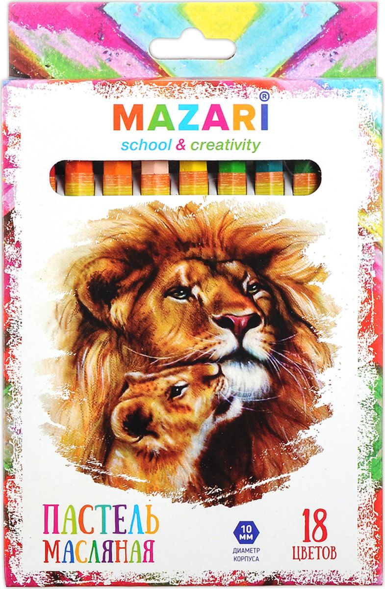 Mazari Пастель масляная Safari 18 цветовМ-6382-18 Mazari Пастель масляная Safari 18 цветовМ-6382-18Набор Mazari Safariсодержит масляную пастель 18 ярких активных цветов. Пастель предназначена для рисования по бумаге, картону, дереву, стеклу, керамике, пластику.