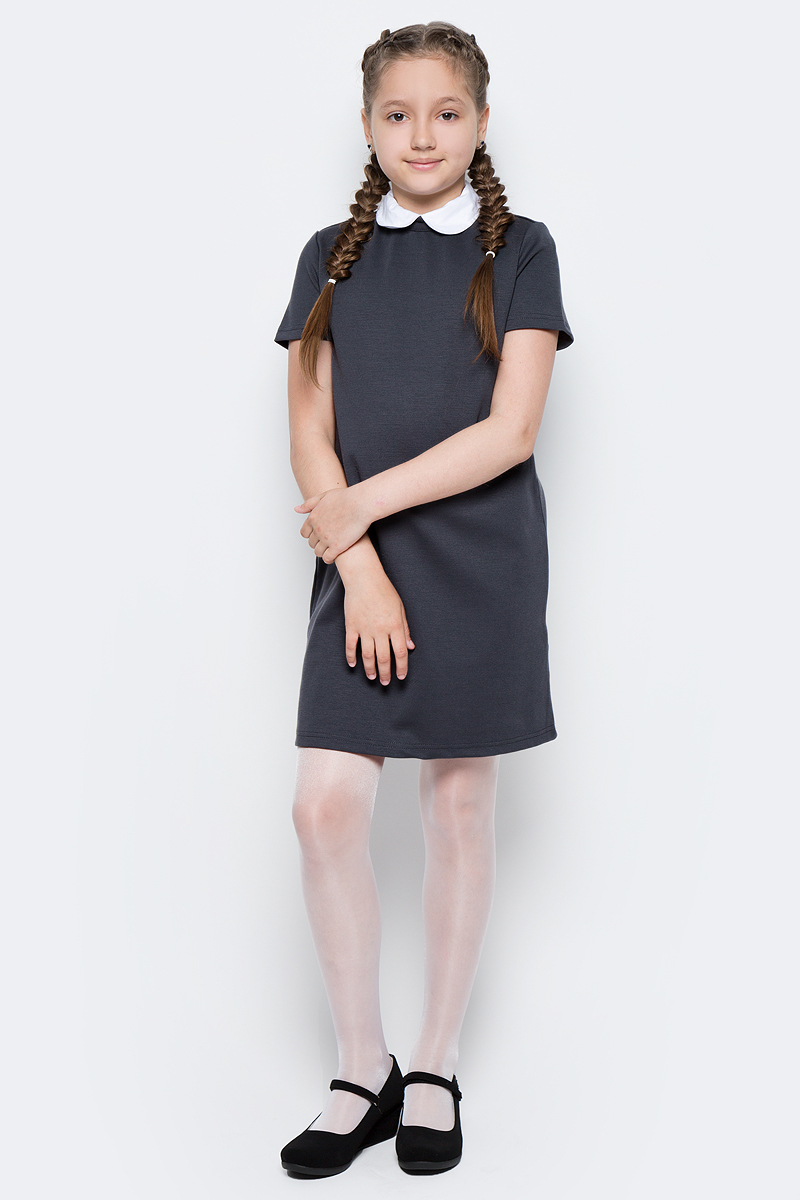 Платье для девочки Button Blue, цвет: серый. 217BBGS50010100. Размер 152, 12 лет217BBGS50010100 Платье для девочки Button Blue, цвет: серый. 217BBGS50010100. Размер 152, 12 лет217BBGS50010100Школьные платья делают образ ученицы серьезным и элегантным. Если вы хотите купить универсальную вещь и на каждый день, и для торжественного случая, вам стоит купить школьное платье. Трикотажное школьное платье для девочек обеспечит уют, свободу движений, удобство в повседневной носке. Белый воротник подчеркнет строгость модели и нежность ее обладательницы.
