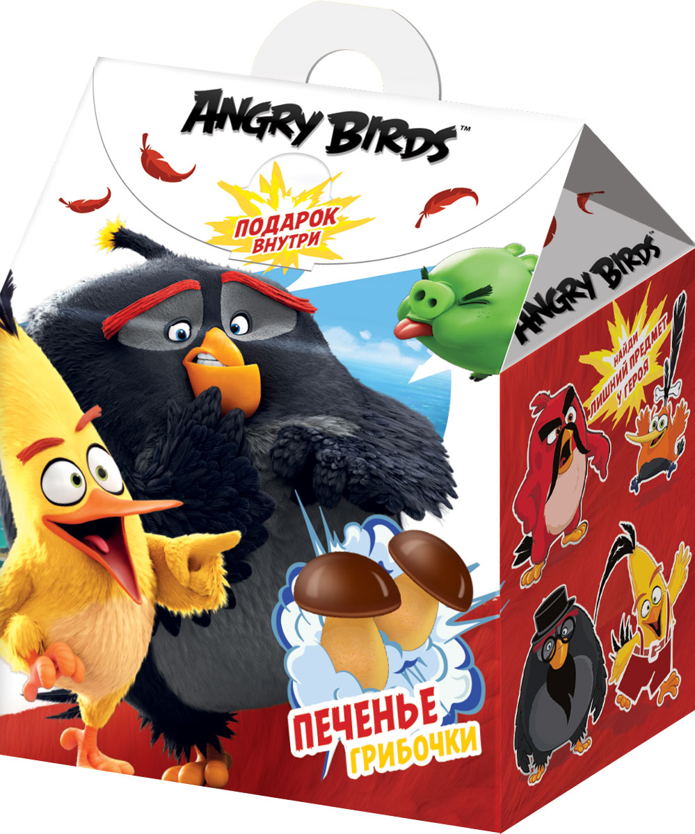 Angry Birds Movie печенье в коробочке с наклейкой, 42 г4620009890011 Angry Birds Movie печенье в коробочке с наклейкой, 42 г4620009890011Печенье в виде грибочков в пакетике + объемный стикер.