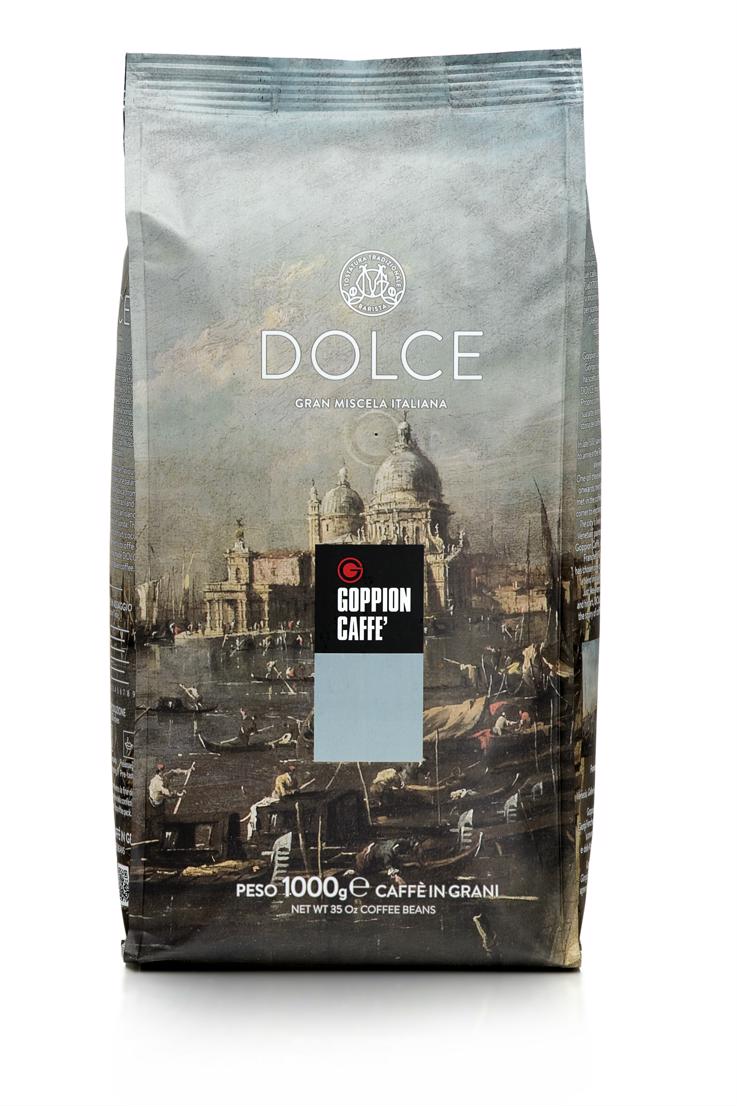 Goppion Caffe Dolce кофе в зернах, 1 кг8009360020118 Goppion Caffe Dolce кофе в зернах, 1 кг8009360020118Смесь, состоящая на 90% из отборных зерен превосходной Арабики из Эфиопии, Бразилии, Гватемалы и Гондураса. Насыщенный, нежный и ярко выраженный шоколадный вкус.