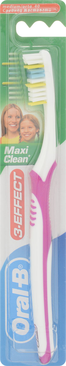 Oral-B Зубная щетка 3-Effect Maxi Clean, средней жесткости, цвет белый, розовый75065362_белый, розовый Oral-B Зубная щетка 3-Effect Maxi Clean, средней жесткости, цвет белый, розовый75065362_белый, розовыйЗубная щетка Oral-B 3-Effect Maxi Clean чистит зубы с помощью волнистой щетины (чистит лучше, чем зубная щетка с ровно подстриженной щетиной). Бережно относится к деснам. Помогает укреплять зубы. Чистка два раза в день с фторосодержащей зубной пастой помогает укрепить зубную эмаль.Состав изделия: щетинки - полиамид, ручка щетки - полипропилен и термопластичный эластомер.Товар сертифицирован.