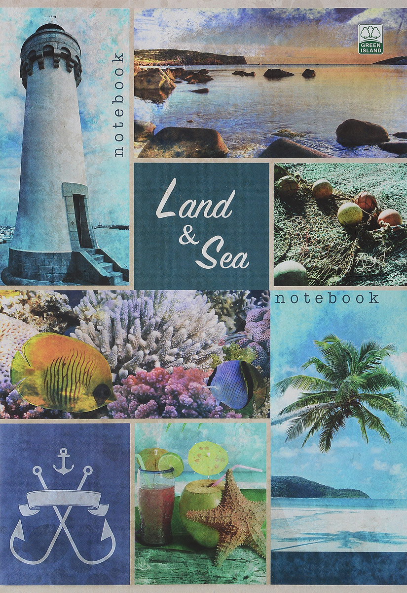 Green Island Тетрадь Природа Коллаж Land & Sea 80 листов в клетку2228681_Land & Sea Green Island Тетрадь Природа Коллаж Land & Sea 80 листов в клетку2228681_Land & SeaТетрадь Green Island Природа. Коллаж. Land & Sea отлично подойдет как школьнику, так и студенту. Обложка тетради выполнена из картона и дополнена стильным изображением.Внутренний блок тетради на скобах состоит из 80 листов белой бумаги с линовкой в клетку голубого цвета без полей.