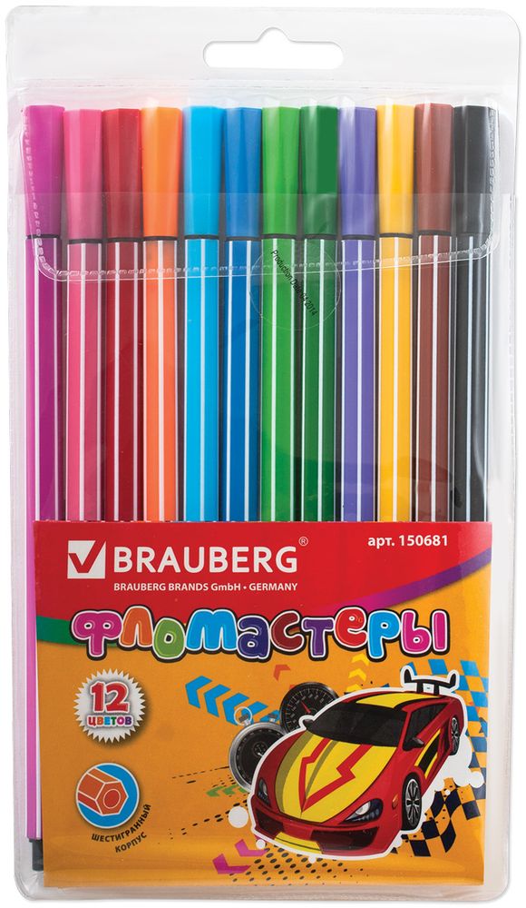 Brauberg Набор фломастеров шестигранных 12 цветов150681 Brauberg Набор фломастеров шестигранных 12 цветов150681Стильные и безопасные фломастеры Brauberg выполнены в полипропиленовом корпусе, который значительно продлевает срок службы фломастеров, а вентилируемый колпачок не причинит вреда при попадании в дыхательные пути малыша. В наборе - 12 цветов. На водной основе и смываемые. Нетоксичные.