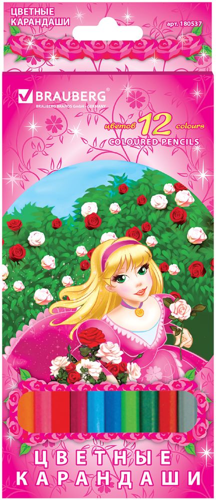 Brauberg Набор цветных карандашей Rose Angel 12 цветов 180537180537 Brauberg Набор цветных карандашей Rose Angel 12 цветов 180537180537В набор Brauberg Rose Angel входят 12 карандашей насыщенных цветов, изготовленных из высокосортной древесины.Карандаши имеют шестигранный корпус.Благодаря высококачественному грифелю рисунок ляжет на бумагу сплошной и четкой линией.Легко затачиваются.