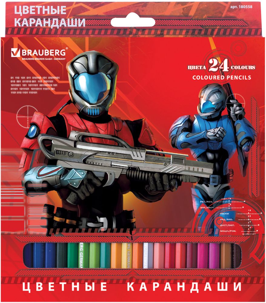 Brauberg Набор цветных карандашей Star Patrol 24 цвета