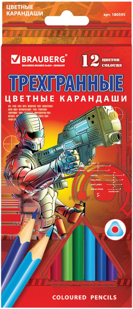 Brauberg Набор цветных карандашей Star Patrol 12 цветов180595 Brauberg Набор цветных карандашей Star Patrol 12 цветов180595В набор Brauberg Star Patrol входят 12 карандашей ярких цветов, изготовленных из высокосортной древесины.Карандаши имеют экстрамягкий грифель. Трехгранная форма корпуса помогает снизить усталость и напряжение в кисти.Легко затачиваются.