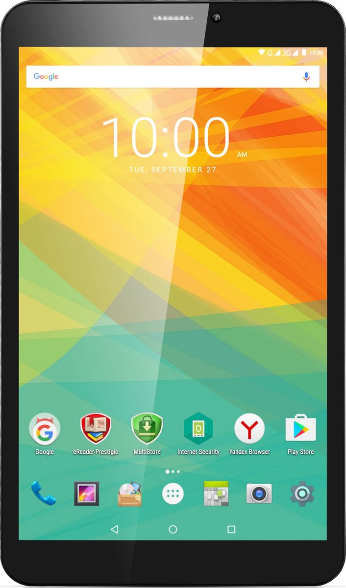 Prestigio Grace 3118 3G (8GB), BlackPMT3118_3GE_C_CIS Prestigio Grace 3118 3G (8GB), BlackPMT3118_3GE_C_CISПознакомьтесь со стильным помощником для решения ежедневных задач - Prestigio Grace 3118 3G. Он заключен в металлический корпус, а значит, может выдержать практически любой инцидент без повреждений. Кроме этого, он очень вынослив: благодаря аккумулятору на 4000 мАч, Grace 3118 3G работает целый день, отвечая вашим самым высоким требованиям. Отличная производительность и умеренная цена дополняют общую картину.Prestigio Grace 3118 3G оснащен мощным аккумулятором. Батарея на 4000 мАч гарантирует, что вы сможете использовать устройство в течение всего дня без подзарядки. Серфите в Интернете, играйте, смотрите фильмы, работайте, не заботясь о продолжительности жизни планшета.Создавая Grace 3118 3G, Prestigio уделили внимание дизайну и качеству материалов. Металлический корпус планшета не только защищает устройство - он придает ему стильный минималистский внешний вид. Устройство выглядит просто превосходно!Компактный размер устройства позволяет использовать его не только в качестве планшета, но и как смартфон. Grace 3118 3G поддерживает две сим-карты, а значит, вы можете использовать одну для быстрого подключения к 3G-Интернету, а вторую - для звонков, тем самым оптимизируя свой бюджет.Grace 3118 3G работает на Android Marshmallow. Вы будете наслаждаться улучшенным интуитивно понятным интерфейсом, продолжительным временем автономной работы, хорошей оптимизацией и возможностью настраивать приложения по своему вкусу и потребностям.8-дюймовый дисплей не только удобен для работы, развлечений и звонков, он еще и очень красив! Технология IPS и разрешение экрана WXGA (800 х 1280) позволяют отображать цвета очень точно. Ваш контент выглядит, как в реальной жизни!Используйте устройство не только для просмотра контента, но и для его создания. 2,0-мегапиксельная основная камера с LED-вспышкой позволит запечатлеть яркие моменты вашей жизни в любых условиях освещения, в то время как 0,3-мегапиксельная фронтальная камера подойдет для видеозвонков семье и друзьям.Планшет сертифицирован EAC и имеет русифицированный интерфейс, меню и Руководство пользователя.