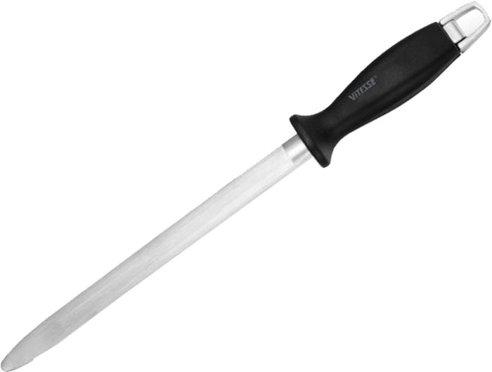 Мусат для ножей "Cuisine", изготовленный из углеродистой стали, станет незаменимым аксессуаром на вашей кухне. В условиях постоянного использования лезвие ножа со временем может утратить первоначальную остроту. Чтобы выровнять и заточить край лезвия, воспользуйтесь необычайно удобным мусатом "Cuisine". Мусат имеет удобную ручку с кольцом, позволяющим подвесить мусат. Своевременная и регулярная заточка надолго продлит срок пригодности ножей, а работа с ними станет настоящим удовольствием.   Характеристики:   Длина (без ручки):  22,5 см.   Общая длина:  35,5 см   Материал:  нержавеющая сталь 18/10.    Артикул:  VS-1323.    Кухонная посуда марки Vitesse  из нержавеющей стали 18/10 предоставит Вам все необходимое для получения удовольствия от приготовления пищи и принесет радость от его результатов. Посуда Vitesse обладает выдающимися функциональными свойствами. Легкие в уходе кастрюли и сковородки имеют плотно закрывающиеся крышки, которые дают возможность готовить с малым количеством воды и экономией энергии, и идеально подходят для всех видов плит: газовых, электрических, стеклокерамических и индукционных. Конструкция дна посуды гарантирует быстрое поглощение тепла, его равномерное распределение и сохранение. Великолепно отполированная поверхность, а также многочисленные конструктивные новшества, заложенные во все изделия Vitesse, позволит Вам открыть новые горизонты приготовления уже знакомых блюд. Для производства посуды Vitesse  используются только высококачественные материалы, которые соответствуют международным стандартам.