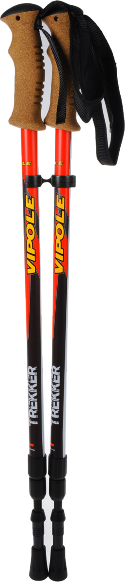 Палки треккинговые Vipole Trekker, телескопические. S15 41S15 41 Палки треккинговые Vipole Trekker, телескопические. S15 41S15 41Телескопические трехсекционные трекинговые палки Vipole Trekker выполнены из алюминия 6061, благодаря чему имеют небольшой вес. Нижние секции - анодированный алюминий. Технология - Twist Lock внутренний (винтовой) зажим. Рукоятка выполнена из пробки. Палки оснащены регулируемым темляком со смягчающими вставками. Резиновые треккинговые наконечники. Эти палки обеспечивают разгрузку суставов и мускулатуры нижней части тела путем переноса части нагрузок с ног на кистевые, локтевые и плечевые суставы, а за счет создания дополнительных точек опоры увеличивается устойчивость.Данные палки используются при длительных пеших походах по местности со сложным рельефом.В комплект поставки входят: палки(пара), резиновые треккинговые наконечники. Диаметр секций: 14/16/18 мм.Диаметр колец: 54 мм.Регулируемая длина: от 64 до 135 см.Вес одной палки - 290 гр.