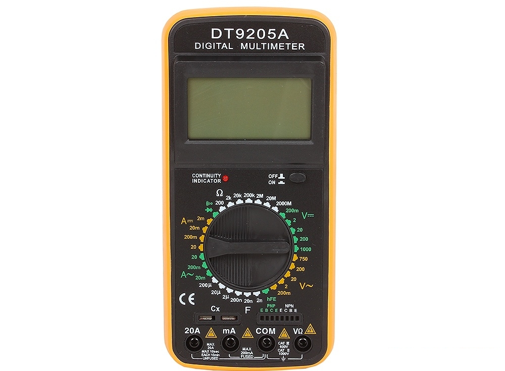 Мультиметр ТЕК DT 9205A61/10/506 Мультиметр ТЕК DT 9205A61/10/506Постоянное напряжение 200м-2-20-200-1000 VПостоянный ток 2-20-200м-20А АСопротивление 200-2к-20к-200к-2М-20М-200МОм+/-1,0% мОмРабочая температура 0/+40 °С+Q22:Q24