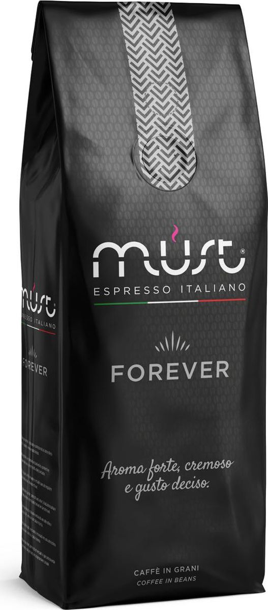 Must Forever кофе в зернах, 1 кг8056370766031 Must Forever кофе в зернах, 1 кг8056370766031Кофе натуральный жареный высший сорт, в зернах. Средняя обжарка. Арабика - 90%, Робуста - 10%.