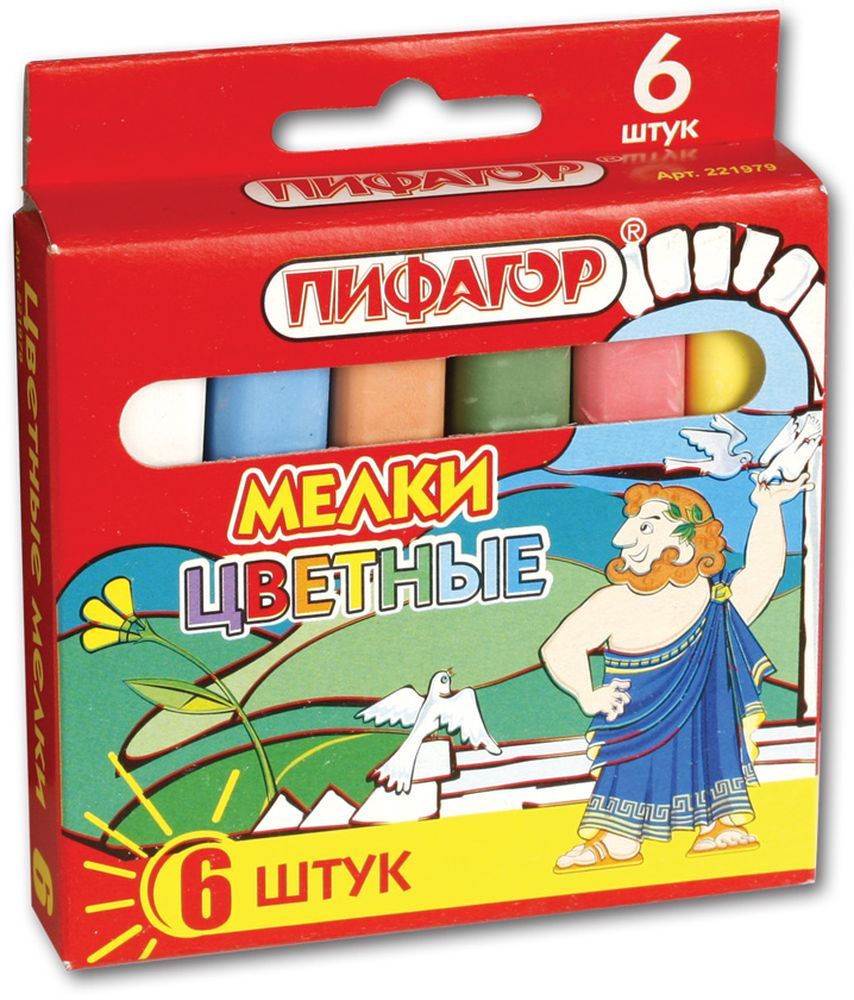 Пифагор Мелки цветные 6 цветов221979 Пифагор Мелки цветные 6 цветов221979Детские мелки Пифагор изготовлены из экологически чистых материалов. Подходят для рисования на любой поверхности.