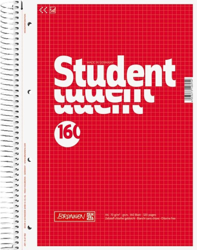 Stewo Тетрадь Student 160 листов в клетку цвет красный67392\BR Stewo Тетрадь Student 160 листов в клетку цвет красный67392\BRТетрадь Stewo Student прекрасно подойдет для студентов.Обложка тетради выполнена из плотного картона. Внутренний блок тетради, соединенный спиралью, состоит из 160 листов белой бумаги в клетку. Блок бумаги имеет микроперфорацию и отверстия для подшивки.