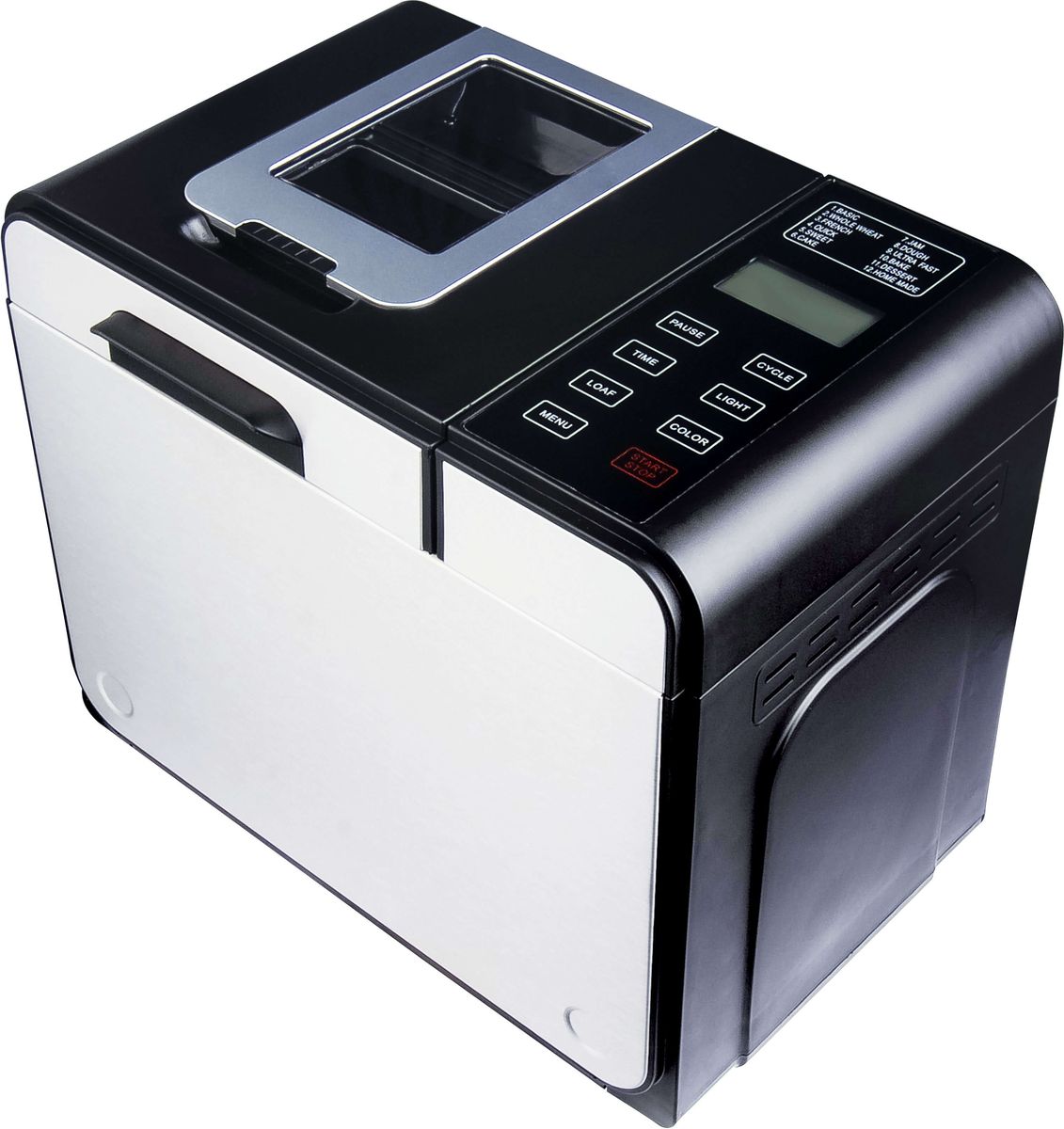 Gemlux GL-BM-775, Silver, Black хлебопечкаGL-BM-775 Gemlux GL-BM-775, Silver, Black хлебопечкаGL-BM-775Хлебопечка Gemlux GL-BM-775 - это сочетание широкой функциональности, надежности и высокого качества исполнения. Модель имеет стильный корпус из пластмассы со вставками из алюминия. Вы можете выбрать три варианта цвета корочки (светлая, средняя, румяная), два варианта веса буханки (750 и 900 г), отсрочить старт до 13 часов и при необходимости подогревать готовое изделие в течение 60 минут. В случае кратковременного отключения электричества (до 15 минут) после восстановления энергоснабжения устройство продолжит выполнение прерванной программы.Хлебопечка Gemlux GL-BM-775 имеет электронное управление с 11 стандартными программами. Для опытных домашних мастеров предусмотрена также возможность создания собственной программы (кнопка Home Made). Хлебопечка может выпекать не только обычный белый хлеб, но и французский, цельнозерновой, бездрожжевой и сдобный, а также замешивать и расстаивать тесто, готовить десерты и варить джемы и мармелады. Устройство оснащено съемной чашей с антипригарным покрытием. В комплект поставки входит мерная ложка, мерный стакан, лопасть для замеса теста и дозатор, который позволяет в процессе замеса добавлять в тесто орехи и сухофрукты.