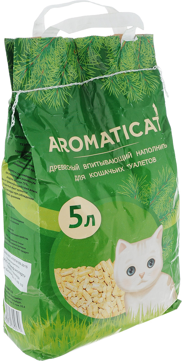 Наполнитель для кошачьего туалета Aromaticat, древесный, 5 лАСД5 Наполнитель для кошачьего туалета Aromaticat, древесный, 5 лАСД5Наполнитель Aromaticat изготовлен из натуральной древесины хвойных пород. Такой наполнитель способен мгновенно впитывать влагу и надолго удерживать запахи, сохраняя аромат свежеспиленного дерева. Древесный наполнитель обладает дезинфицирующими свойствами и препятствует распространению болезнетворных бактерий в кошачьем туалете. .