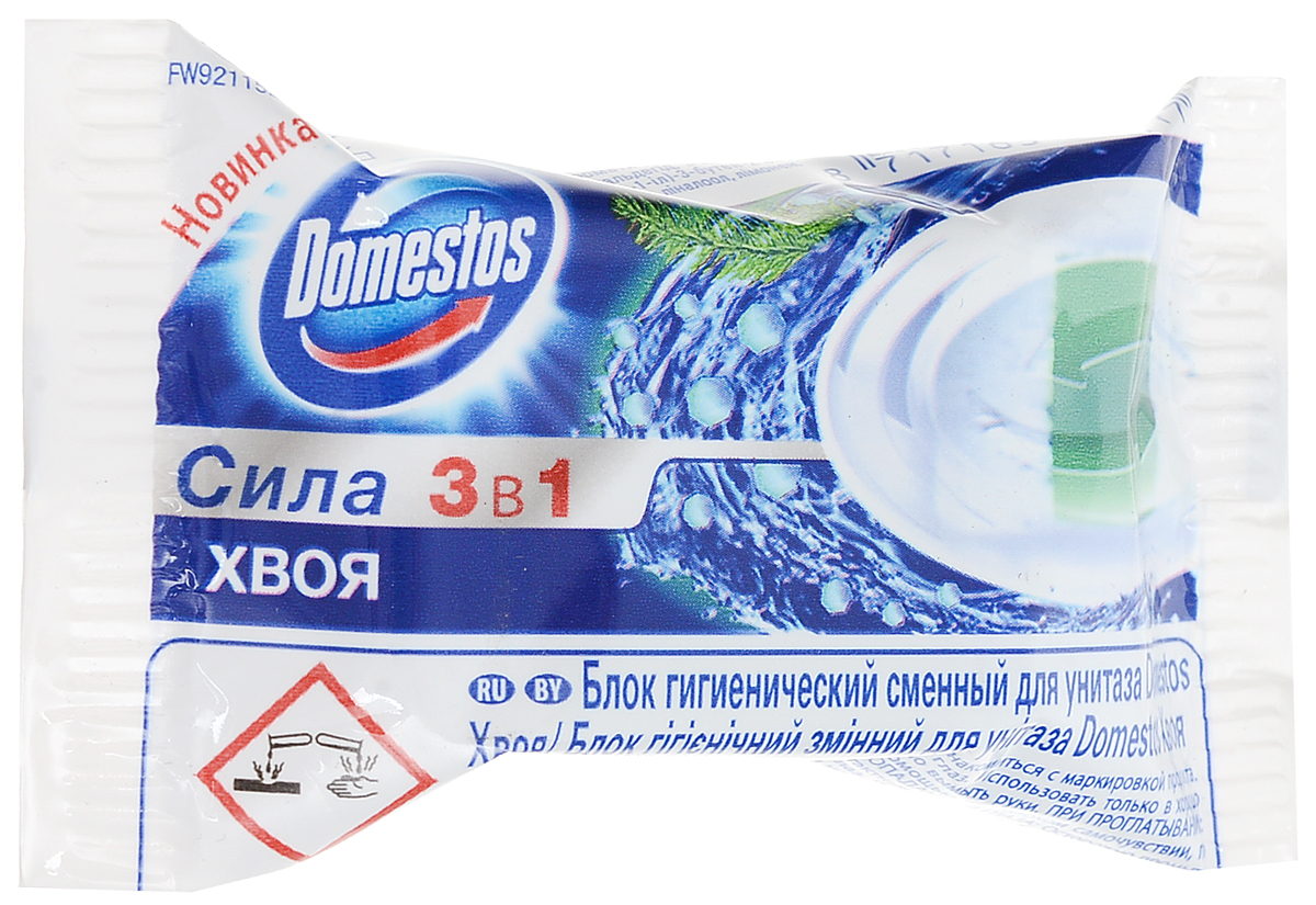 Domestos Блок для унитаза Pine 40 гр65413743/8384359 Domestos Блок для унитаза Pine 40 гр65413743/8384359Сменный гигиенический блок для унитаза Domestos Хвоя - оптимальное решение для обеспечения не только чистоты и гигиены, но и свежести в вашем туалете. Domestos устраняет источник бактерий, предотвращает появление известкового налета, обеспечивает свежий аромат благодаря парфюмированной гелевой полосе. Обеспечит гигиену в туалете при каждом смыве. Легко заменяется. Состав: более 30% анионные ПАВ, 5-15% отдушка, менее 5%: ароматические углеводороды, 2-(4-третбутилбензил) пропиональдегид, фосфаты, 3-Метил-4-(2,6,6-триметил-2-циклогексен-1-ил)-3-бутен-2-он, лимонен, бензиновый спирт, гексилциннамаль, линалоол. Товар сертифицирован.