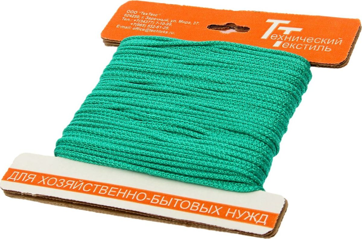 Шнур вязаный, цвет: зеленый, 3 мм, 30 м