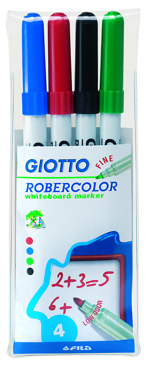 Giotto Набор маркеров для белой доски Robecolor Whiteboard Fine 4 шт413100 Giotto Набор маркеров для белой доски Robecolor Whiteboard Fine 4 шт413100Набор маркеров для белой доски Giotto Robecolor Whiteboard Fine с круглым тонким наконечником и быстросохнущими чернилами. Обладают яркими насыщенными цветами. Легко стираются с поверхности доски.