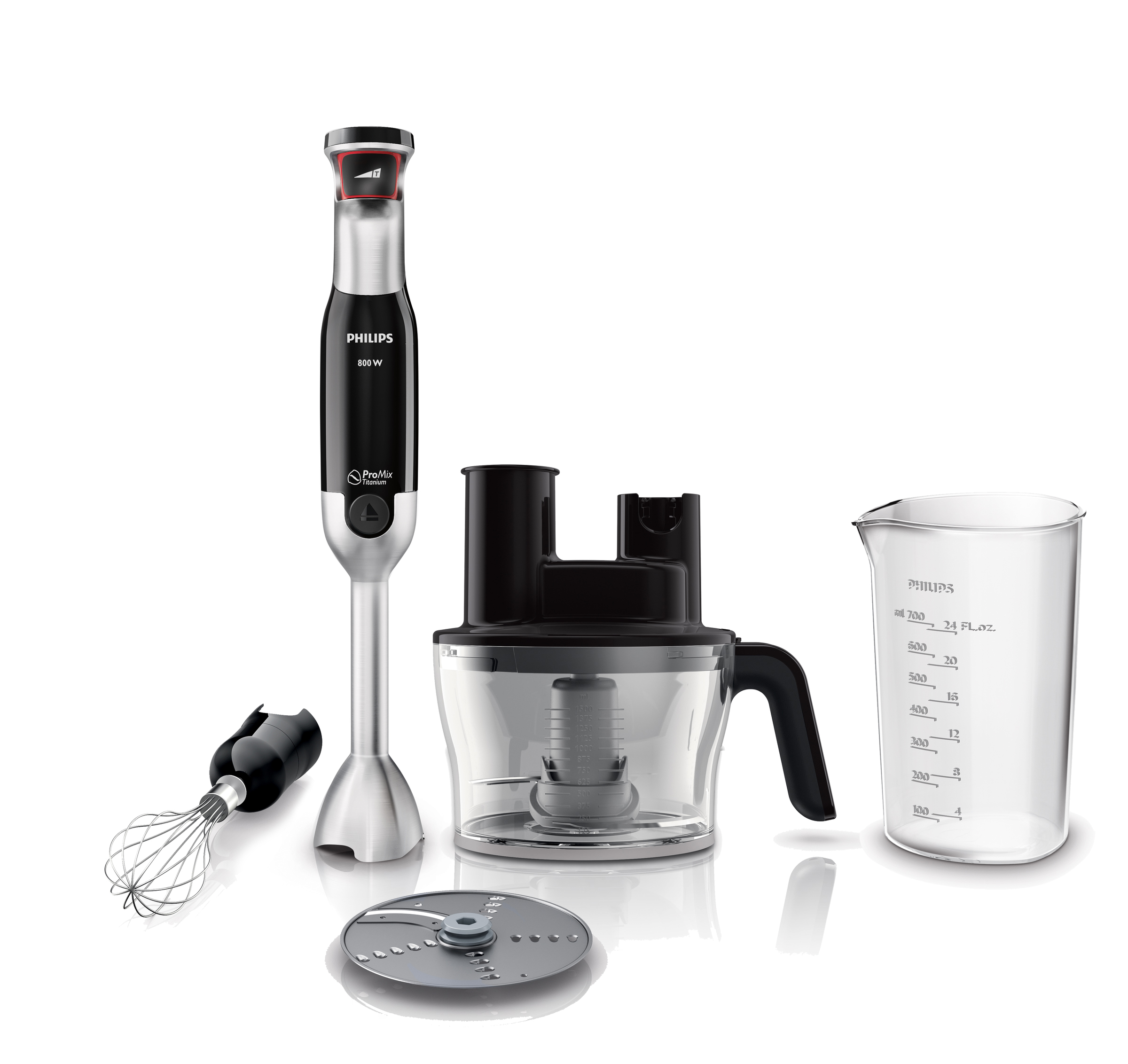 Philips HR1677/90 блендерHR1677/90 Philips HR1677/90 блендерHR1677/90Треугольная форма насадки для оптимальной плавности и однородности смешиванияТехнология ProMix ручного блендера Philips была разработана в сотрудничестве со специалистами престижного Штутгартского университета. Усовершенствованная технология обеспечивает большую однородность и скорость смешивания. Уникальная технология ProMix — это треугольная форма насадки, которая гарантирует идеальную консистенцию супов и смузиМощный мотор ручного блендера 800 Вт обеспечивает идеальное смешиваниеРучной блендер Philips с мощным и надежным мотором 800 Вт измельчит практически любые ингредиенты до однородной текстуры. Благодаря мощному мотору ручной блендер может использоваться с различными аксессуарамиИнтуитивное управление скоростями с помощью кнопки SpeedTouchТехнология SpeedTouch позволяет управлять скоростью работы ручного блендера Philips, в том числе турборежимом, с помощью одной кнопки. Полностью интуитивное управление: чем сильнее нажатие на кнопку, тем выше скорость обработки продуктов. Включение блендера на медленной скорости предотвращает разбрызгивание, плавное увеличение скорости позволяет подобрать оптимальный режим. Благодаря такой регулировке скоростей и турборежиму стало проще обрабатывать практически любые ингредиенты, измельчая их до нужной консистенции или идеально однородной массыОсобая волнообразная форма насадки предотвращает разбрызгиваниеОсобая волнообразная форма нижней части погружной насадки блендера защищает от разбрызгивания во время приготовления блюд, оставляя рабочую поверхность чистойЭргономичный дизайн рукоятки для удобства и безопасностиЭргономичная мягкая рукоятка ручного блендера Philips обеспечивает удобный и безопасный захват, который облегчает работу с блендеромКнопка отсоединения насадокКнопка отсоединения насадок ручного блендера Philips позволяет без труда устанавливать и снимать погружную насадку блендера и другие аксессуары. Это легко сделать одним нажатиемСтакан емкостью 1200 мл для смешивания, взбивания и измельчения.Стакан емкостью 1200 мл для смешивания, взбивания и измельчения входит в комплектацию ручного блендера. Стакан оснащен удобным носиком, ручкой и шкалой измеренияНасадка-венчик для взбивания сливок, приготовления майонеза и других соусовНасадка-венчик ручного блендера Philips для взбивания сливок, приготовления майонеза, жидкого теста и не только. Расширяет возможности блендера, делая его универсальнымКухонный комбайн для измельчения, нарезки и шинковки любых ингредиентовС помощью чаши кухонного комбайна емкостью 1,5 л можно измельчать, нарезать ломтиками и шинковать такие продукты, как овощи, зелень, мясо и сыр.Нож с титановым покрытием: в 6 раз прочнее стальных ножей, дольше остается острымРучной блендер Philips оснащен ножом с титановым покрытием (TiN), которое повышает прочность ножа в шесть раз по сравнению с обычными ножами из нержавеющей стали и продлевает его срок службы. Форма ножа прекрасно дополняет форму треугольной насадки ProMix, обеспечивая идеальное смешивание. Безопасное приготовление любимых блюд