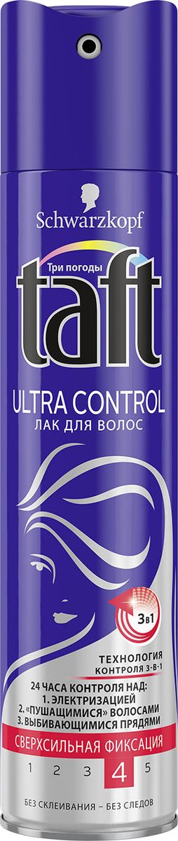 Taft Лак для волос Ultra Control сверхсильная фиксация, 225 мл