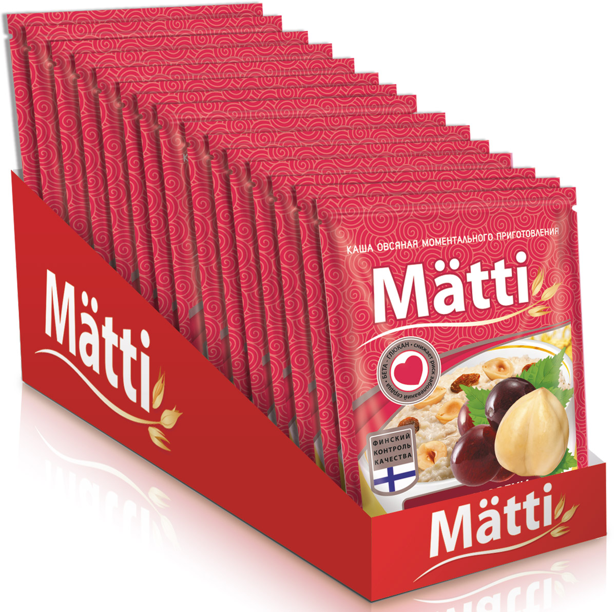 Matti каша с изюмом и орехами, 15 шт по 40 гУТ-00000024 Matti каша с изюмом и орехами, 15 шт по 40 гУТ-00000024Овсяная каша моментального приготовления с изюмом и орехом Фундук. Содержимое одного пакета (40 г) высыпать в емкость. Тщательно размешивая, залить неполным стаканом (130 мл) кипятка или горячего молока. Накрыть и дать настояться в течение 3-х минут.