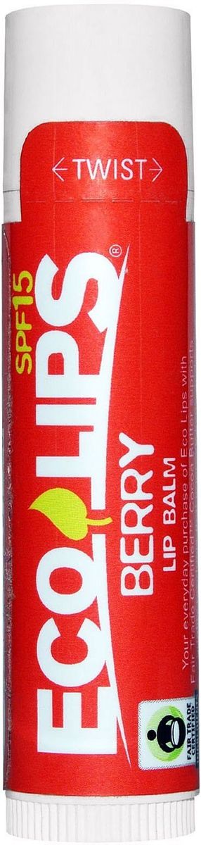 Eco Lips Бальзам для губ Ягодный аромат, SPF 15, 4,25 гEL00001 Eco Lips Бальзам для губ Ягодный аромат, SPF 15, 4,25 гEL00001Бальзам для губ Eco Lips SPF был создан с использованием комбинации органического подсолнечного масла, органического пчелиного воска, органического кокосового масла и витамина Е для защиты губ в самых различных погодных условиях. Будь то песок и серфинг или ледяные пики, эти продукты будут поддерживать солнечный свет и влагу.
