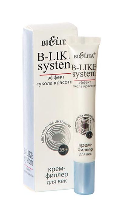 Белита B-Like System Крем-филлер для век туба, 20 млВ-1108-1 Белита B-Like System Крем-филлер для век туба, 20 млВ-1108-1Линия: B-LIKE systemКрем-филлер с шелковой текстурой активно борется с мимическими морщинами вокруг глаз. Расслабляет мимическую мускулатуру, корректирует морщины и препятствует образованию новых морщинок.РЕЗУЛЬТАТ:Эффект «заполнения» морщин в зоне активной мимикиВосстановление эластичности кожиОткрытый и яркий взглядподходит для кожи всех типов 35+