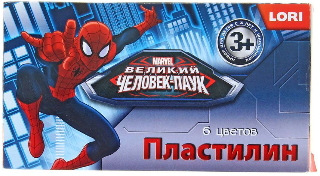 Lori Пластилин Человек-паук 6 цветов1114201 Lori Пластилин Человек-паук 6 цветов1114201Пластилин Lori Человек-паук предназначен для лепки и моделирования.С помощью шести разноцветных брусочков ребенок сможет попробовать свои силы в создании красивых скульптур-поделок. Материал для лепки очень пластичен, хорошо смешивается и отлично держит форму. Пластилин не имеет запаха и не оставляет следов на руках и одежде. Брусочки упакованы в яркую картонную коробку, украшенную изображением человека-паука. Пластилин Lori станет отличным приобретением для детского творчества.