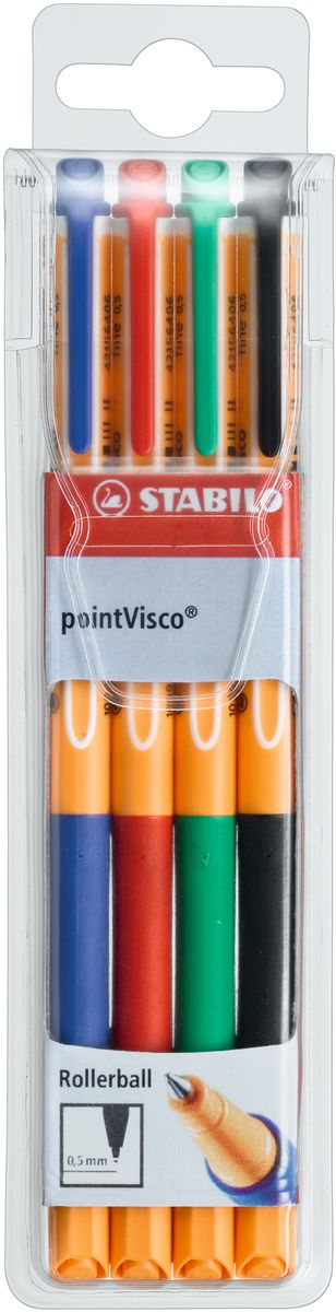 Stabilo Набор гелевых ручек Point Visco 4 цвета1099/4 Stabilo Набор гелевых ручек Point Visco 4 цвета1099/4Stabilo pointVisco – революционная формула чернил! Теперь гелевые ручки – вчерашний день... Им на смену пришел гелевый роллер PointVisco.Награда «Товар года» от iF Product award 2007.Согласно маркетинговым исследованиям рынка, проведенным в Германии и Франции институтом Сейсмо в г. Мангейм, ручка Stabilo pointVisco обладает лучшими характеристиками и потребительскими качествами среди всех конкурентов.Яркие насыщенные цвета чернил, мягкое быстрое письмо. Идеально подходит для рисования.