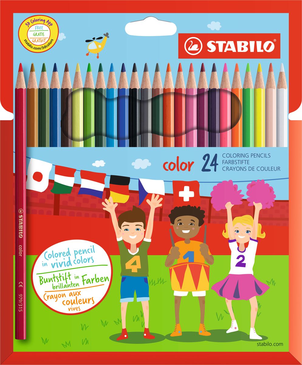 Stabilo Набор цветных карандашей Color 24 цвета1924/77-01 Stabilo Набор цветных карандашей Color 24 цвета1924/77-01Цветные карандаши серии Color обеспечивают легкую смешиваемость красок и мягкие, однородные по цвету линии. Высокая степень пигментации гарантирует особую яркость цвета, исключительную покрывающую способность и высокую устойчивость к свету. В наборе есть 4 флуоресцентных карандаша, которые добавляют больше возможностей для воображения юному художнику. В состав грифелей входит пчелиный воск, благодаря чему грифели легко рисуют на бумаге, не царапая ее и не крошась, и обладают повышенной устойчивостью к нагрузкам. Карандаши не ломаются при рисовании и затачивании. Корпус карандашей покрыт лаком на водной основе, легко и аккуратно затачивается.