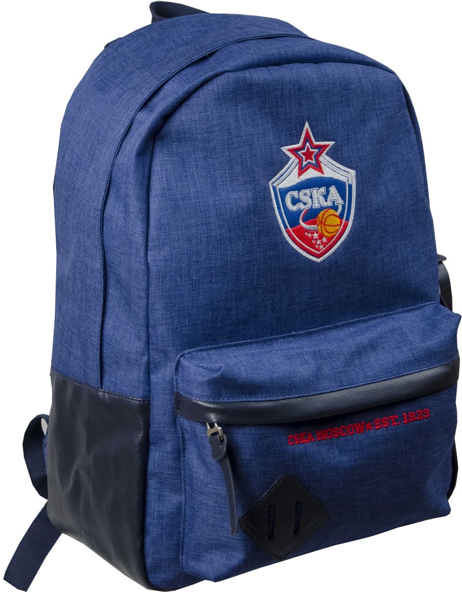 Рюкзак Atributika & Club ПБК ЦСКА, цвет: синий, 25 л. 9286892868 Рюкзак Atributika & Club ПБК ЦСКА, цвет: синий, 25 л. 9286892868Рюкзак Atributika & Club изготовлен из 100% полиэстера с отделкой искусственной кожей. Модель имеет одно основное отделение, которое закрывается на застежку-молнию. Внутри содержится отделение с мягкой стенкой для хранения ноутбука или планшета и 2 небольших накладных кармана. Спереди расположен объемной накладной карман на молнии. Спинка и лямки модели выполнены из прочного сетчатого материала, обладающего хорошей воздухопроницаемостью, и снабжены мягким наполнителем. Лямки снабжены пластиковыми элементами для регулировки размера. Модель украшена оригинальной вышивкой.