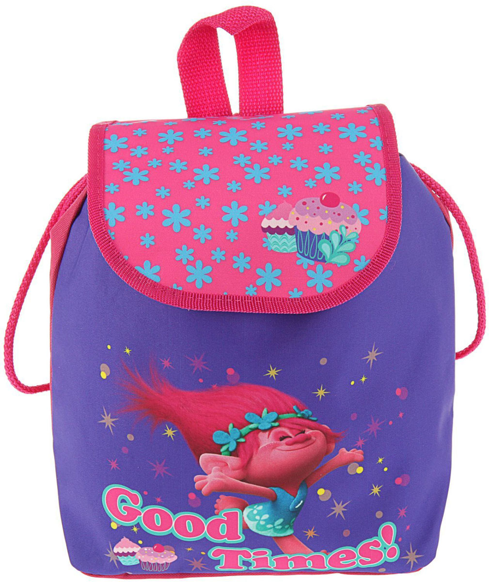 Trolls Рюкзак детский Good Times цвет сиреневый2111514 Trolls Рюкзак детский Good Times цвет сиреневый2111514Детский рюкзак Trolls Good Times имеет легкий вес, поэтому ребенку будет с ним очень удобно.Рюкзак содержит одно вместительное отделение на застежке-шнуровке. Внутри отделения имеется кармашек на молнии для мелочей. На лицевой стороне рюкзака изображена озорная героиня мультфильма Тролли. Рюкзак имеет петлю для подвешивания на крючок.Многофункциональный детский рюкзак станет незаменимым спутником вашего ребенка в жизни. В рюкзак можно положить как игрушки, так и спортивную форму.